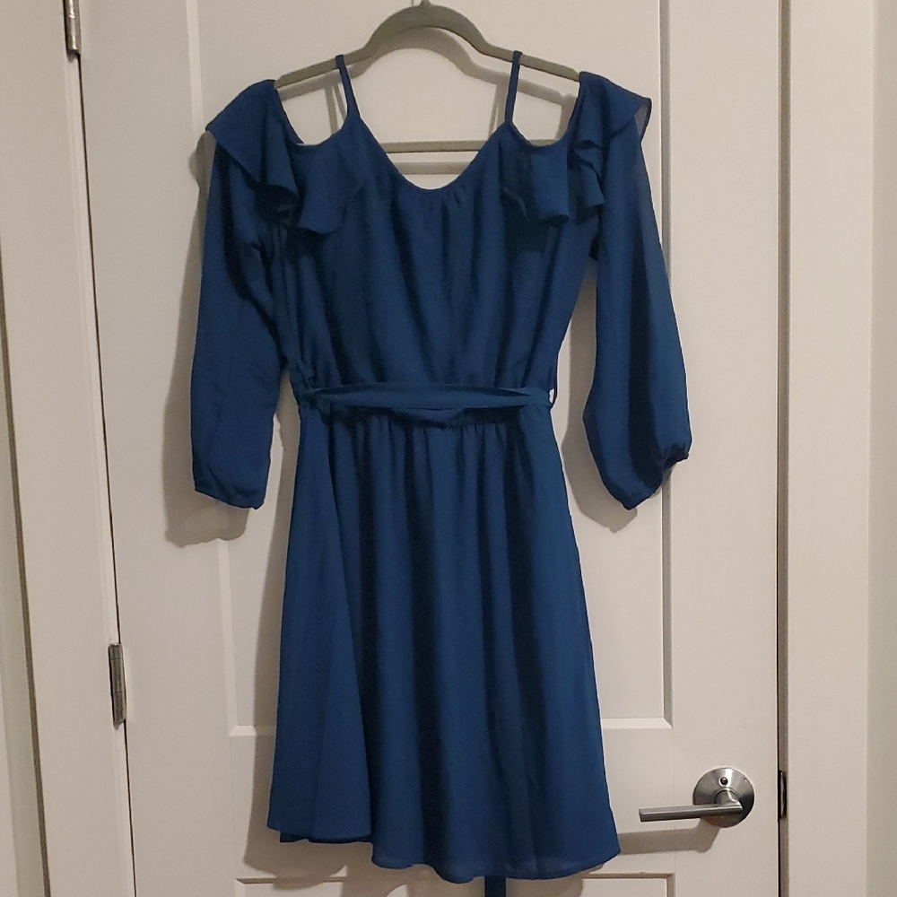 Elegant Blue Off-Shoulder Dress